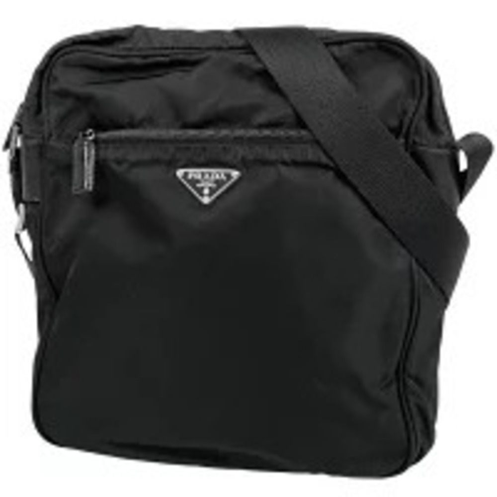 Prada Plate Shoulder Bag Crossbody Nero Black